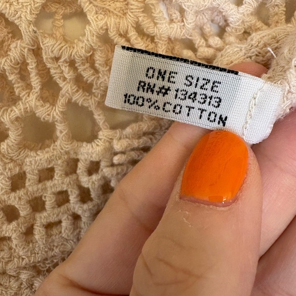 Boho Crochet Lace Crop Top Cream Scallop Hem Festival Beachy Cotton Small - Picture 5 of 5